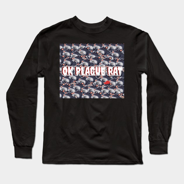 OK Plague Rat One Red Hat Crowd Design Print Square Long Sleeve T-Shirt by aaallsmiles